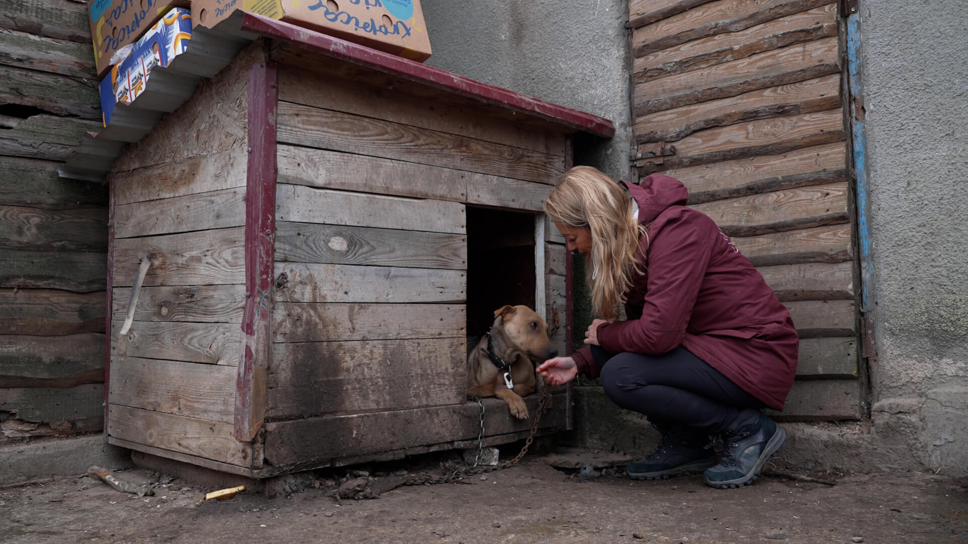 Karen en hond Tina bij opvang Pegasus