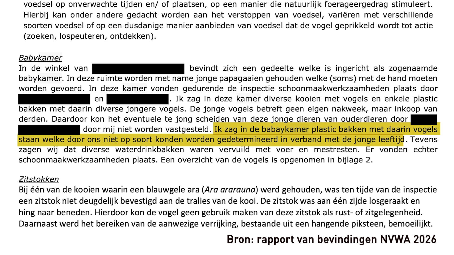Fragment rapport NVWA